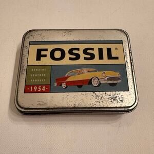 Vintage 1999 Black Fossil Front-Pocket Wallet New w/Tin Men's Bi-Fold